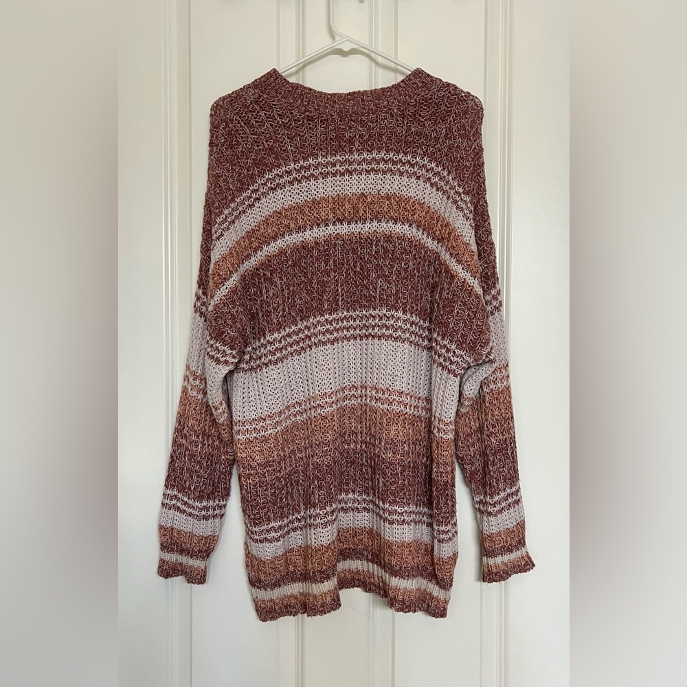 SOLD DO NOT BUY American Eagle Maroon/Pink/Brown Striped Knit Sweater - Size M - Picture 5 of 8
